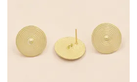 Pendiete Disco de 20mm Oro Mate Esmaltado Beige / Base Pendientes 