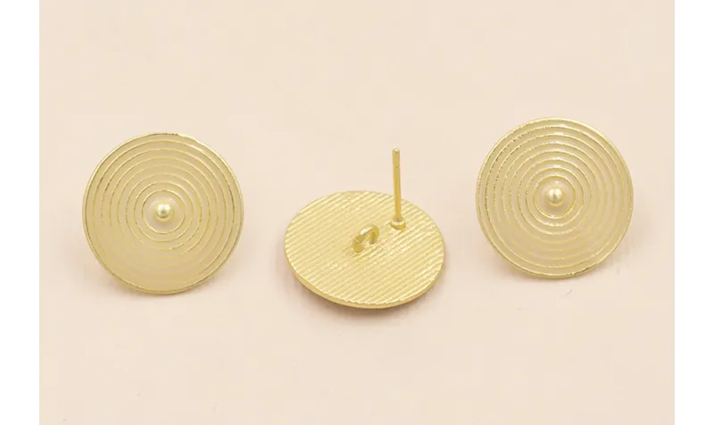 Pendiete Disco de 20mm Oro Mate Esmaltado Beige / Base Pendientes 