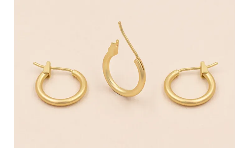 Pendiente Aro cerrado 14mm diametro Dorado Mate / Base Pendientes 