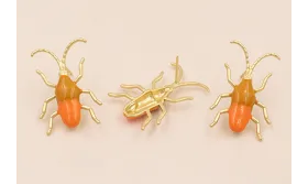 Insecto antenas 30*20 esmalte Marrón y Naranja / Base Pendientes 
