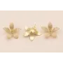 Pendiente Flor Oro Mate Esmalte Beige 35mm / Base Pendientes 