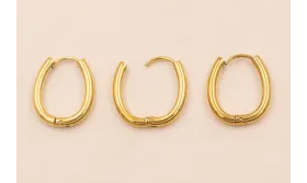 Pendiente Aro cerrado Acero Inox. 316L 18*12mm Oro / Base Pendientes 