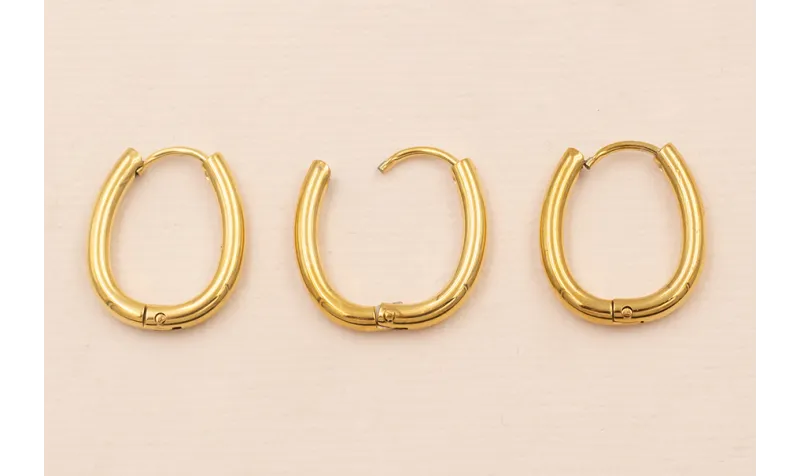 Pendiente Aro cerrado Acero Inox. 316L 18*12mm Oro / Base Pendientes 