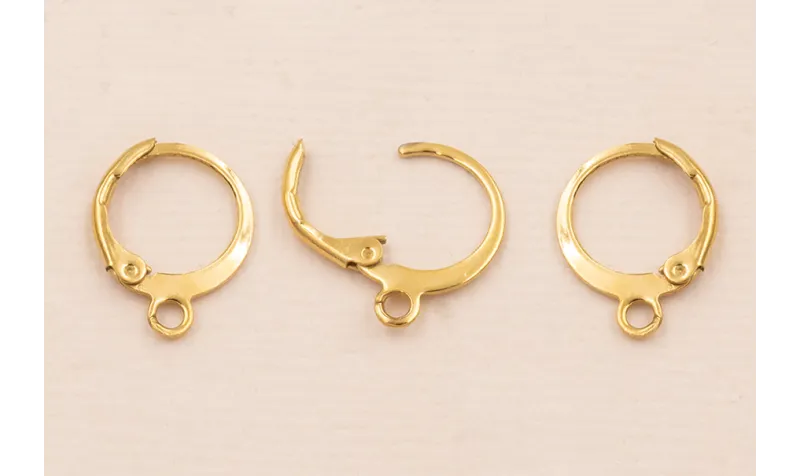 Pendiente Acero inox. 316L 10*10mm Oro / Cierres de Acero Inoxidable