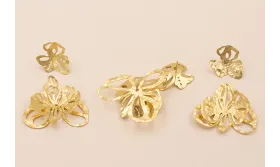 Pendiente Cascada de 2 Flores 52*40mm Oro Mate / Base Pendientes 