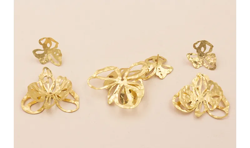 Pendiente Cascada de 2 Flores 52*40mm Oro Mate / Base Pendientes 