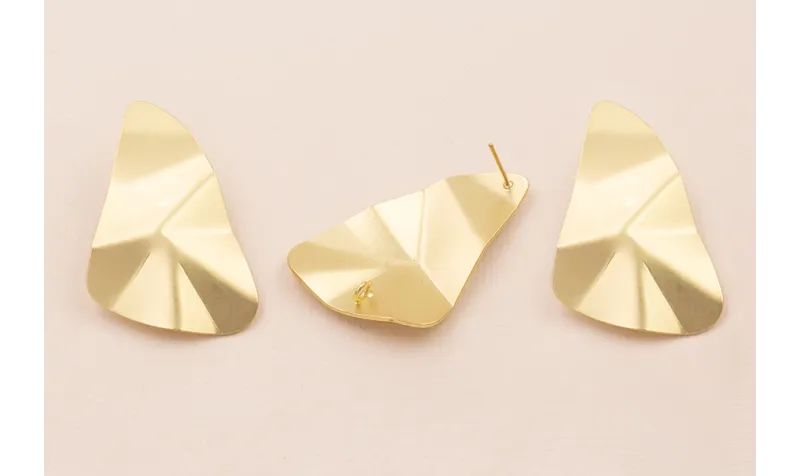 Pendiente Péndulo Arrugado 47*27mm Oro Mate / Base Pendientes 