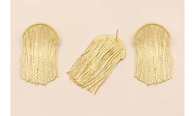 Pendiente arqueado 22*40mm con Flecos Oro Mate / Base Pendientes 