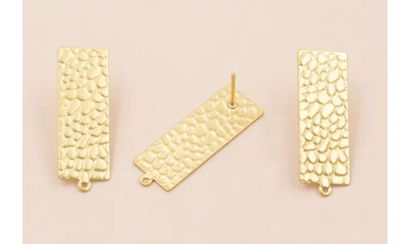 Perno rectangular 32*12mm relieve reptil Oro Mate / Base Pendientes 