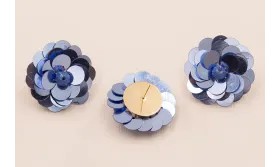 Pendiente Flor Lentejuelas 30mm diametro Azul / Base Pendientes 