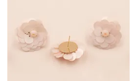 Pendiente Flor Lentejuela 30mm diametro Rosa Nacar / Base Pendientes 