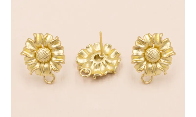 Pendiente Flor 15*15mm Dorado Mate / Base Pendientes 