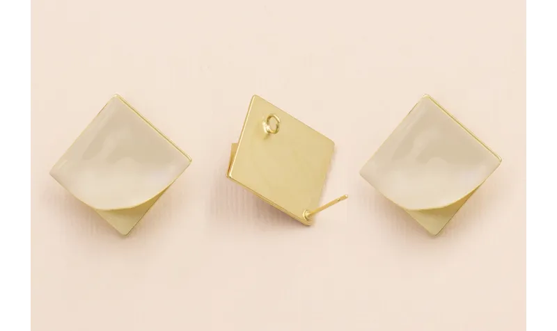 Pendiente Cuadrado Levantado 20-20 Beige / Base Pendientes 