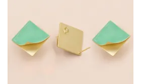 Pendiente Cuadrado Levantado 20-20 Turquesa / Base Pendientes 