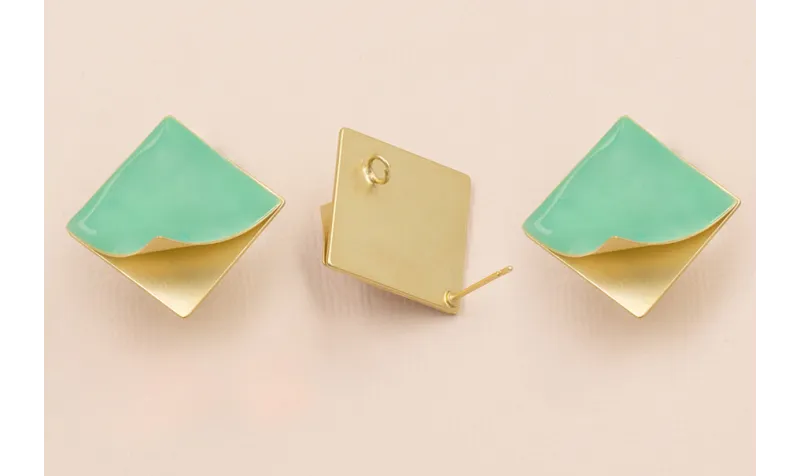 Pendiente Cuadrado Levantado 20-20 Turquesa / Base Pendientes 