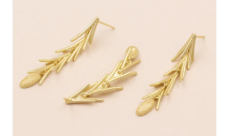 Pendiente colgante ramilletes 40mm Oro Mate / Base Pendientes 