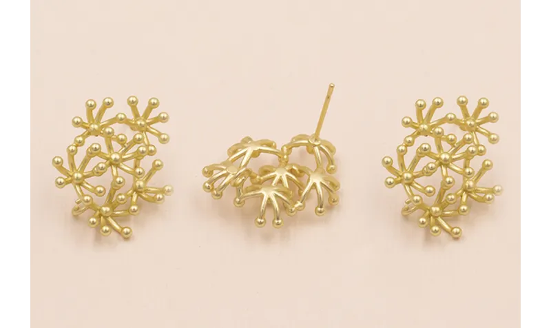 Pendiente Estrellas Coral 25*20mm Dorado Mate / Base Pendientes 