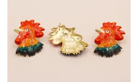 Pareja Pendientes Cabeza Gallina esmaltada 40*30mm / Base Pendientes 