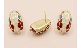 Pendiente Cabeza serpiente 30*12*7 Granate Blanco / Base Pendientes 