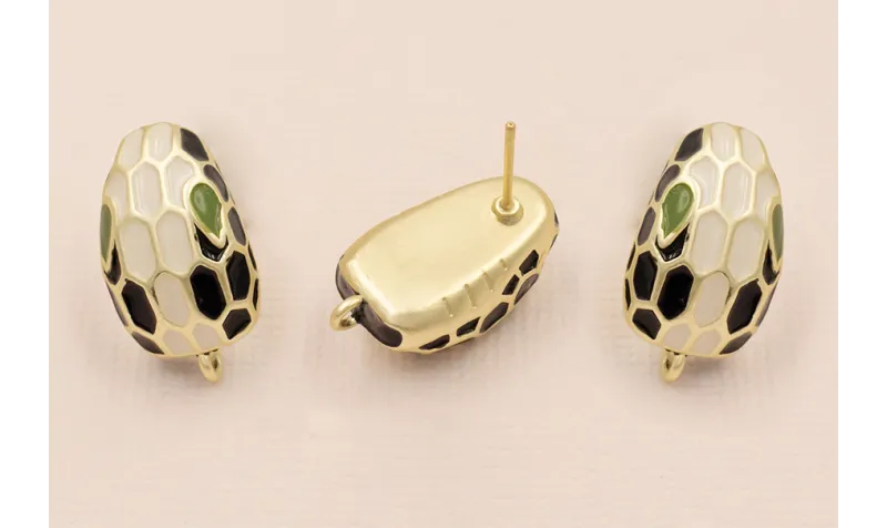 Pendiente Cabeza serpiente 30*12*7 Negro y Blanco / Base Pendientes 