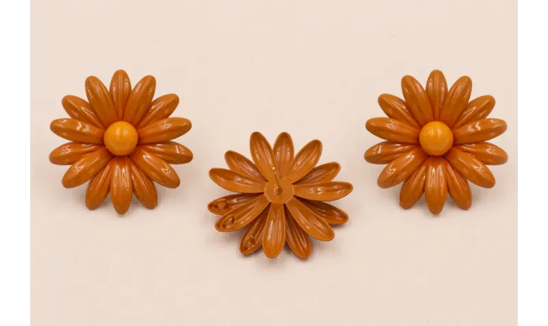 Pendiente Flor 40mm Ocre y Naranja / Base Pendientes 