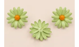 Pendiente Flor 40mm Turquesa y Naranja / Base Pendientes 