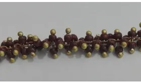 Cadena engarzada 4 lineas abalorio grana / Cadenas de Latón / Zamak