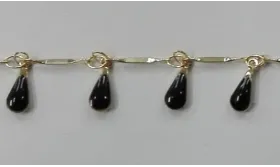 Cadena colgante gotas esmalte negro Mate / Cadenas de Latón / Zamak