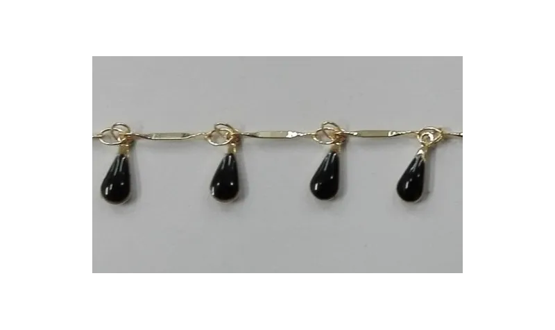 Cadena colgante gotas esmalte negro Mate