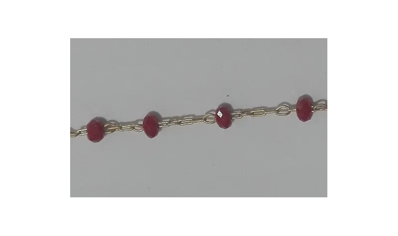 Cadena engarzada piedra 3*2 Roja / Cadenas de Latón / Zamak