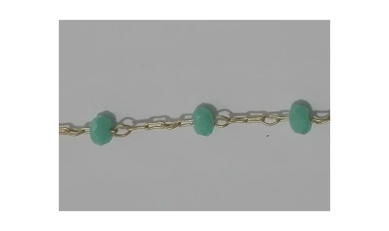 Cadena engarzada piedra 3*2  Turquesa