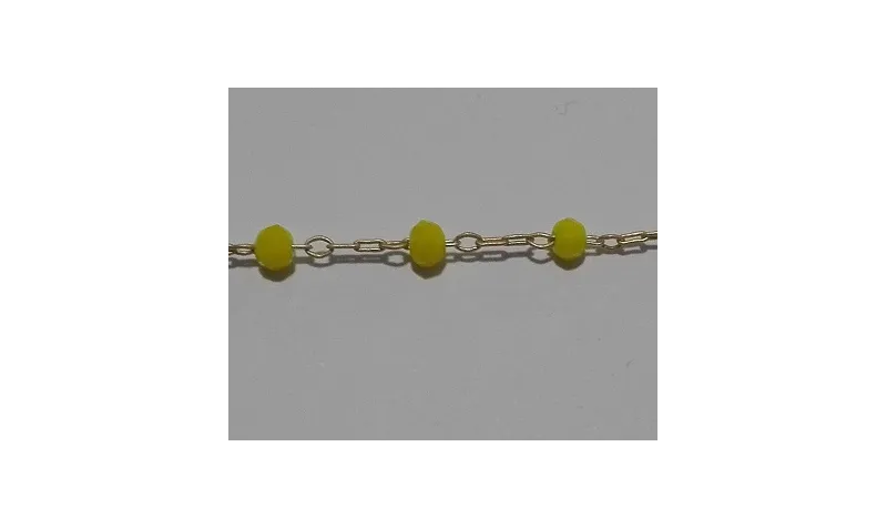 Cadena engarzada piedra 3*2 Amarilla / Cadenas de Latón / Zamak