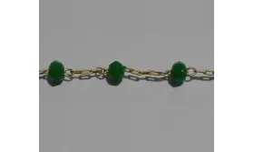 Cadena engarzada piedra 3*2 Verde / Cadenas de Latón / Zamak