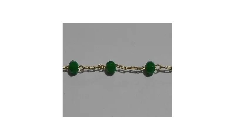 Cadena engarzada piedra 3*2 Verde / Cadenas de Latón / Zamak