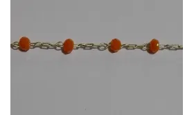 Cadena engarzada piedra 3*2 Naranja / Cadenas de Latón / Zamak
