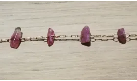 Cadena Latón con Chips de Turmaline Rosa 6*4*2mm / Cadenas de Latón / Zamak