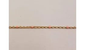 Cadena de 1,5mm oro mate con Microesmalte Rosa / Cadenas de Latón / Zamak