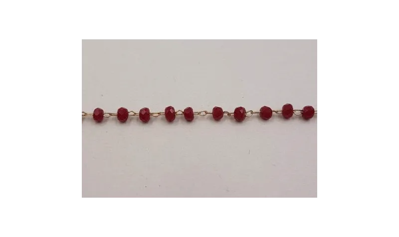 cadena engarzada cristales 2*3mm Granate / Cadenas de Latón / Zamak