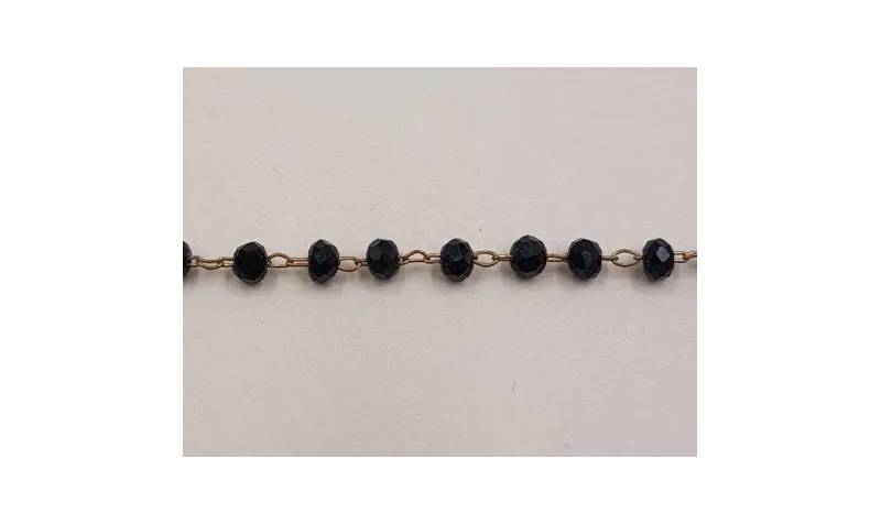 cadena engarzada cristales 2*3mm Negro / Cadenas de Latón / Zamak