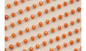 cadena engarzada cristales 2*3mm Rosa Coral / Cadenas de Latón / Zamak