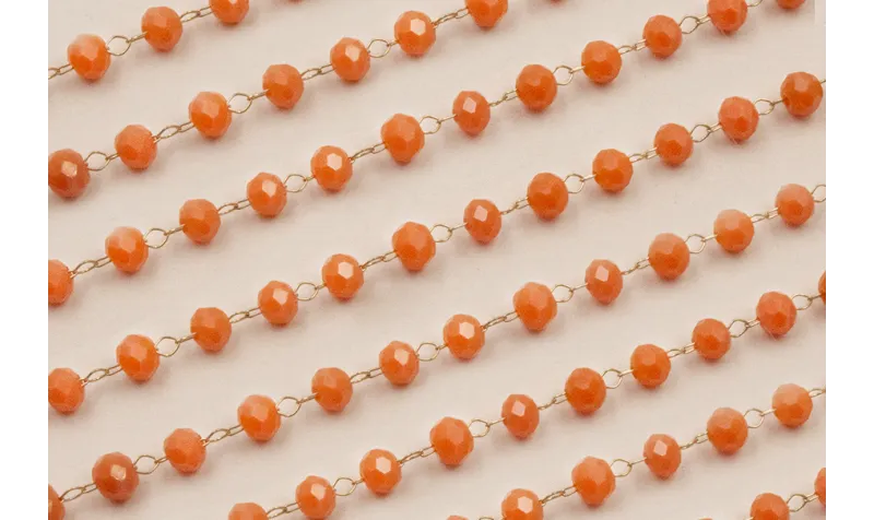 cadena engarzada cristales 2*3mm Rosa Coral