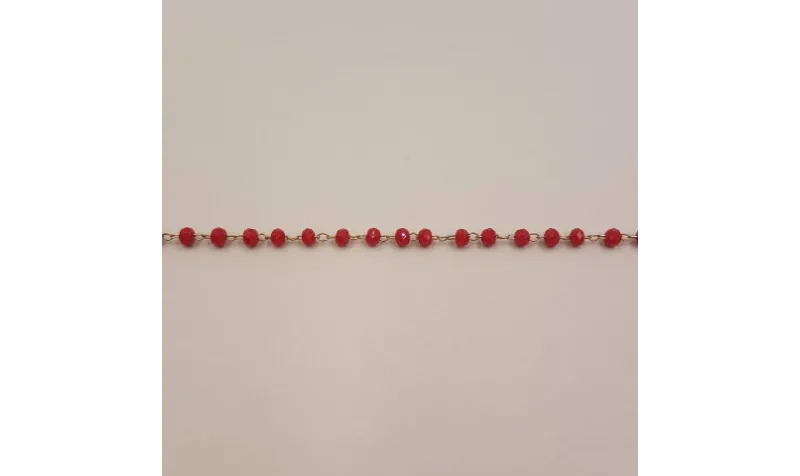 cadena engarzada cristales 2*3mm Rojo / Cadenas de Latón / Zamak