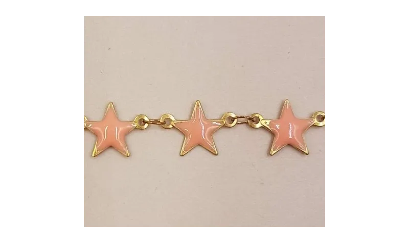 Cadena estrellas esmaltadas 9mm Rosas / Cadenas de Latón / Zamak