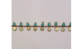 Cadena chapita latón 3mm con cristal turquesa / Cadenas de Latón / Zamak