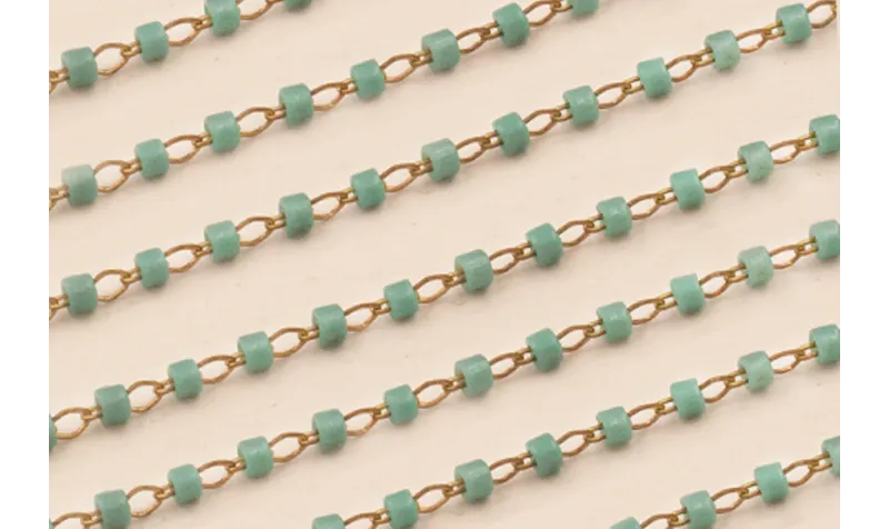 Cadena engarzada Miyuki Delika Turquesa DB2131 / Cadenas de Latón / Zamak