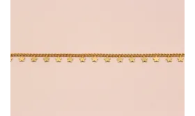 Cadena de 1,7mm con estrella de 3mm Oro Mate / Cadenas de Latón / Zamak