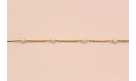 Cadena de 1mm con perla de 4mm Oro Mate / Cadenas de Latón / Zamak