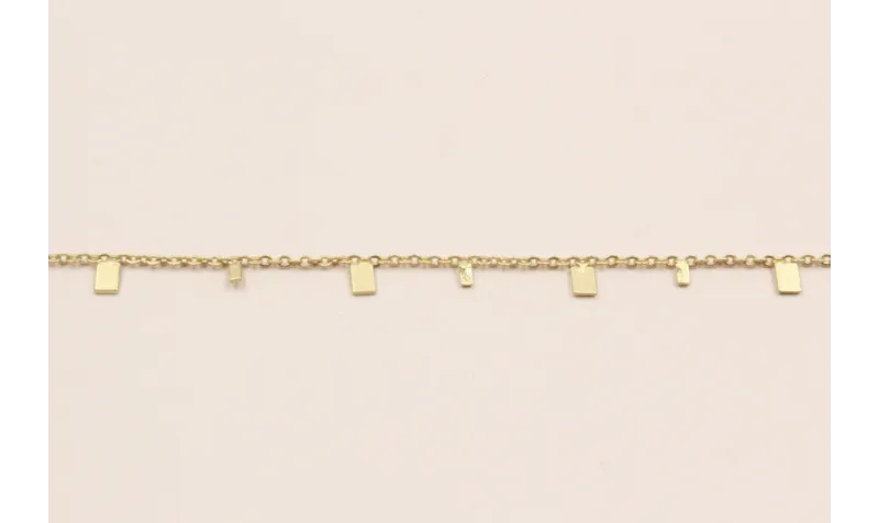 Cadena de 1mm con rectangulo de 4*2mm Dorado Mate / Cadenas de Latón / Zamak