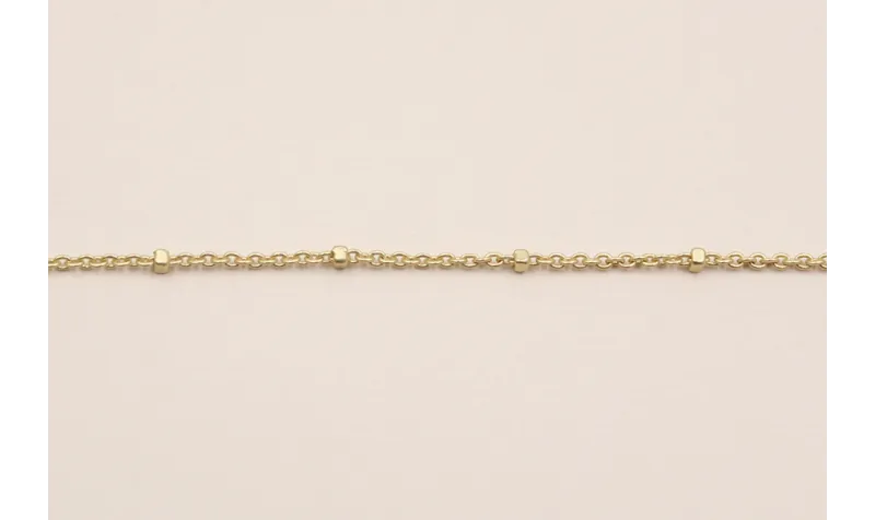 Cadena eslabón 1mm microbola de 1,5mm Dorado Mate / Cadenas de Latón / Zamak