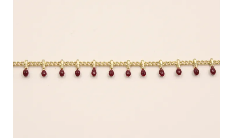 Cadena pivotes granates Coral de 5mm en Oro Mate / Cadenas de Latón / Zamak